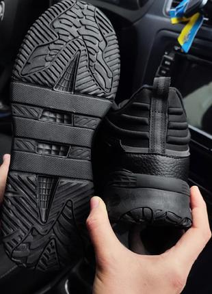 Зимние кроссовки adidas niteball black чёрные (мех)4 фото