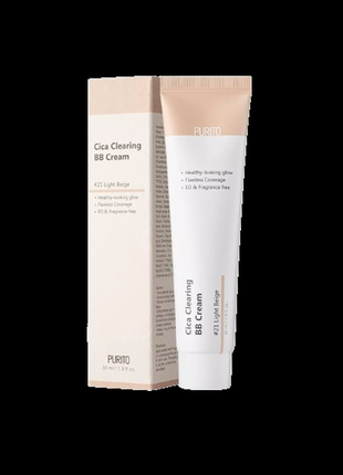 Бб крем с центеллой азиатской purito cica clearing bb cream spf38/pa+++ 30 мл 21 , 23 т6 фото