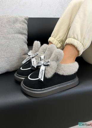Уггі з вушками зимові жіночі екозамша