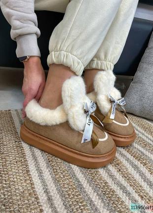 Уггі з вушками зимові жіночі екозамша