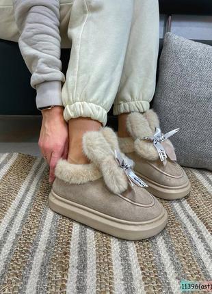 Уггі з вушками зимові жіночі екозамша