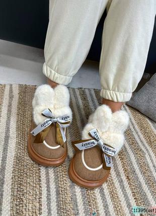 Уггі з вушками зимові жіночі екозамша