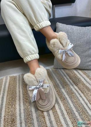 Уггі з вушками зимові жіночі екозамша