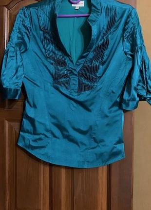 Шелковая изумрудная блузка karen millen, р-р 38\107 фото