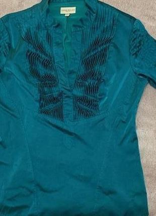 Шелковая изумрудная блузка karen millen, р-р 38\101 фото