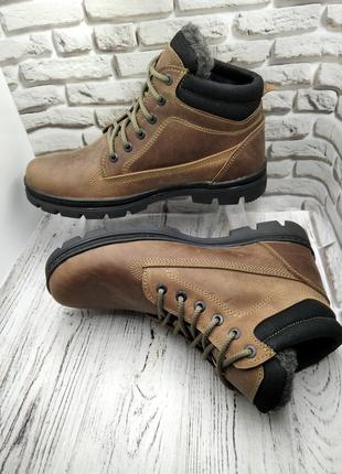 Мужская кожаная обувь мужские зимние ботинки timberland коричневый2 фото