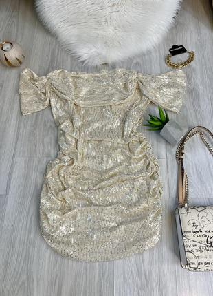 Плаття, сукня блискуча, нова , золотиста , рукава на плечі, розмір xl4 фото