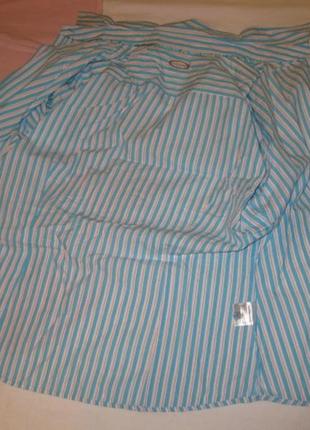 Хлопок 100% светло-голубая в полоску рубашка блузка короткий рукав км1896 большой размер 424 фото