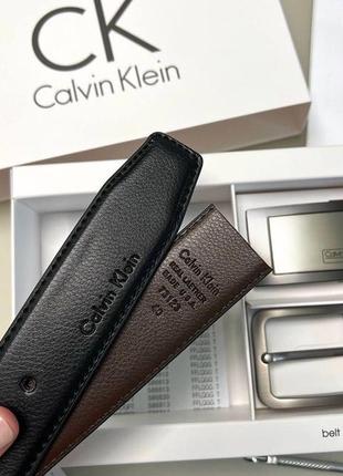 Ремень calvin klein с 2 пряжками черный на подарок мужчине подарочный набор3 фото