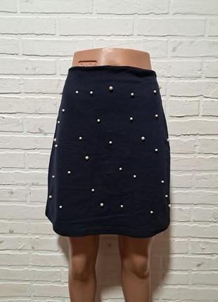 Женская мини юбка суперстрейч с бусинками1 фото