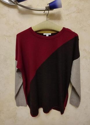 Красивый свитер шерсть вискоза альпака ,колор блок1 фото