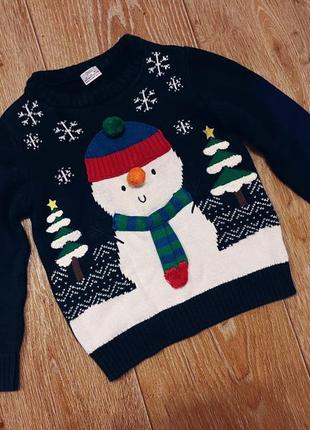 Зимовий светр зі сніговиком різдвяний новорічний світшот джемпер