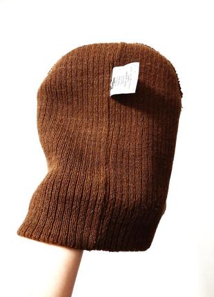 Cotton traders коричнева шапка зима/демі подвійна червоний помпон+зелені листочки на дівчинку 18-24м8 фото
