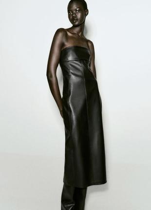 Розкішна сукня міді із штучної шкіри zara