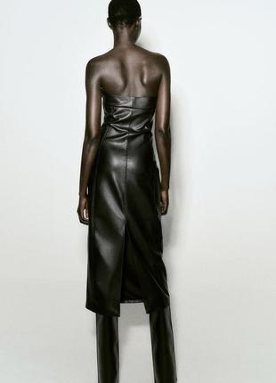 Розкішна сукня міді із штучної шкіри zara3 фото