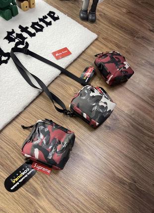 Сумка через плече supreme red camo nylon bag2 фото