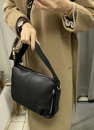 Мягкая кожаная сумка чёрная сумка из мягкой кожи итальянская сумка чёрная6 фото