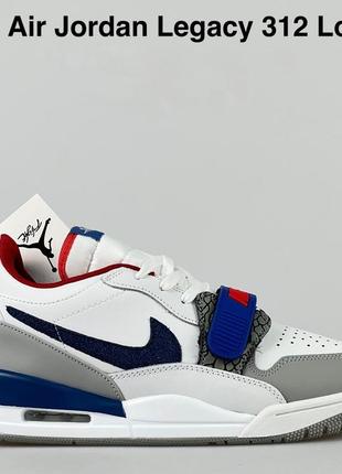 Мужские кроссовки nike jordan legacy 312 low белые с серым\синие6 фото