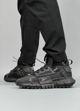 Крутые мужские кроссовки reebok zig kinetica black grey чёрные2 фото