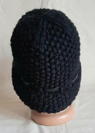 Чорна елегантна в'язана шапочка-головка one size2 фото