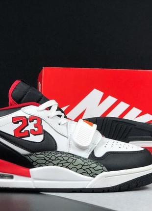 Мужские кроссовки nike jordan legacy 312 low белые с черным\красные4 фото