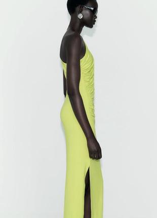 Яркое платье миди лимонного цвета от zara5 фото