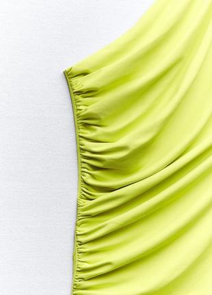 Яркое платье миди лимонного цвета от zara9 фото