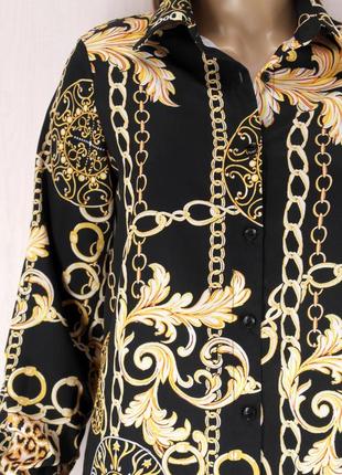 Брендовая удлиненная блузка, рубашка "shein" с принтом в стиле барокко. размер eur36, s.5 фото