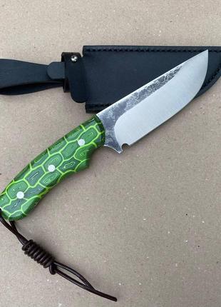 Охотничий нож ручной работы урус 2 фултанг из стали х12мф/62 hrc, с кожаным чехлом в комплекте