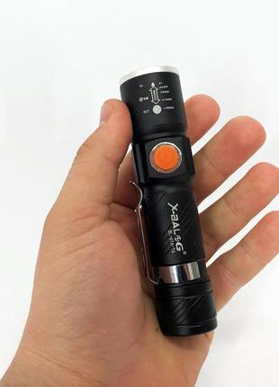Ліхтар ручний акумуляторний тактичний x-balog bl-616-t6 із зарядкою від павербанків із usb7 фото