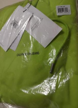 Brand new calvin klein men's green organic cotton micro logo hoodie, size: large8 фото