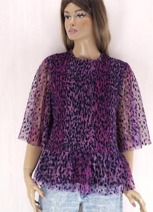 Новая красивая брендовая блузка "next" цветной леопардовый принт. размер uk18/eur46.1 фото
