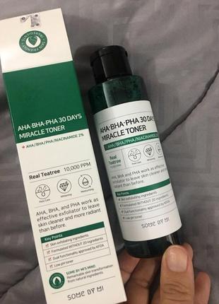Кислотный очищающий тоник для проблемной кожи some by mi aha-bha-pha 30 days miracle toner