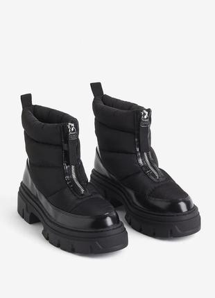 Ботинки h&m/черевики h&m однотонні чорні кежуали