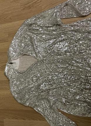 Блуза в пайетках / лелетках серебряная h&amp;m7 фото
