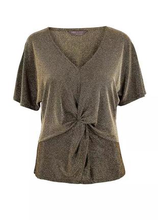 Брендовая золотистая блузка с люрексом "marks & spencer" хаки. размер s.3 фото