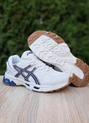 Asics gel-kahana 8 бежеві з синім та помаранчевим кросівки чоловічі шкіряні топ якість асікс сітка демісезонні демісезон низькі шкіра весняні8 фото