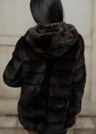 Норковая шуба италия с капюшоном кобра новая коллекция мех норка saga furs3 фото