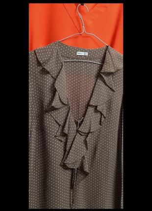 Блуза коричнева в горох р 36-38 з віскози довгий рукав2 фото