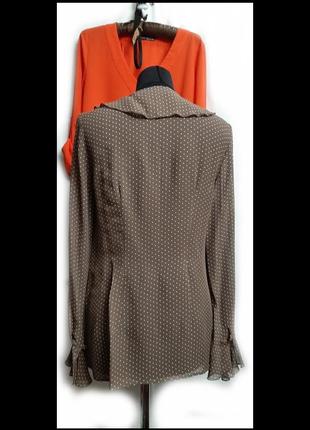 Блуза коричнева в горох р 36-38 з віскози довгий рукав4 фото