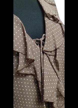 Блуза коричнева в горох р 36-38 з віскози довгий рукав5 фото
