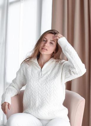 Свитер с воротником вязка, шерсть/акрил/кашемир