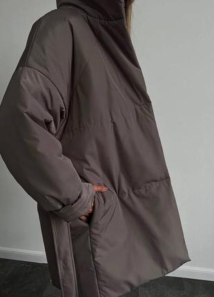 3 цвета! зимняя теплая куртка с утеплителем, на подкладке, синтепон 250, без капюшона, с поясом7 фото
