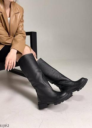 Черевики чоботи труби єврозима натуральна шкіра чорний