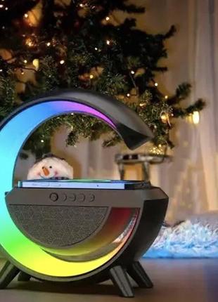 Настільна лампа нічник rgb з бездротовою зарядкою 3в1, g63 / світильник з bluetooth колонкою / смарт лампа