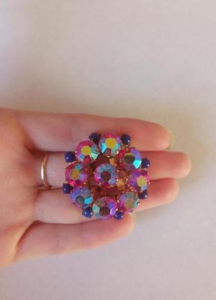 Брошка /каміння червоного кольору/аврора бореаліс/вінтаж