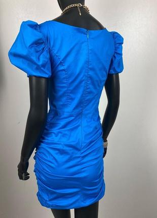 Платье голубое синее в складку oh polly в стиле зара zara корсетное вечернее брендовое7 фото