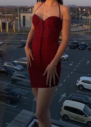 Бордовое корсетное платье oh polly2 фото