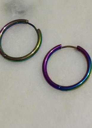 Круглі сережки кільця різнокольорові металеві панк гранж альт y2k у2к2 фото