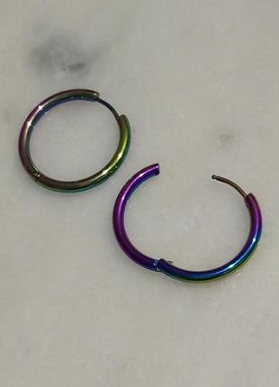 Круглі сережки кільця різнокольорові металеві панк гранж альт y2k у2к3 фото
